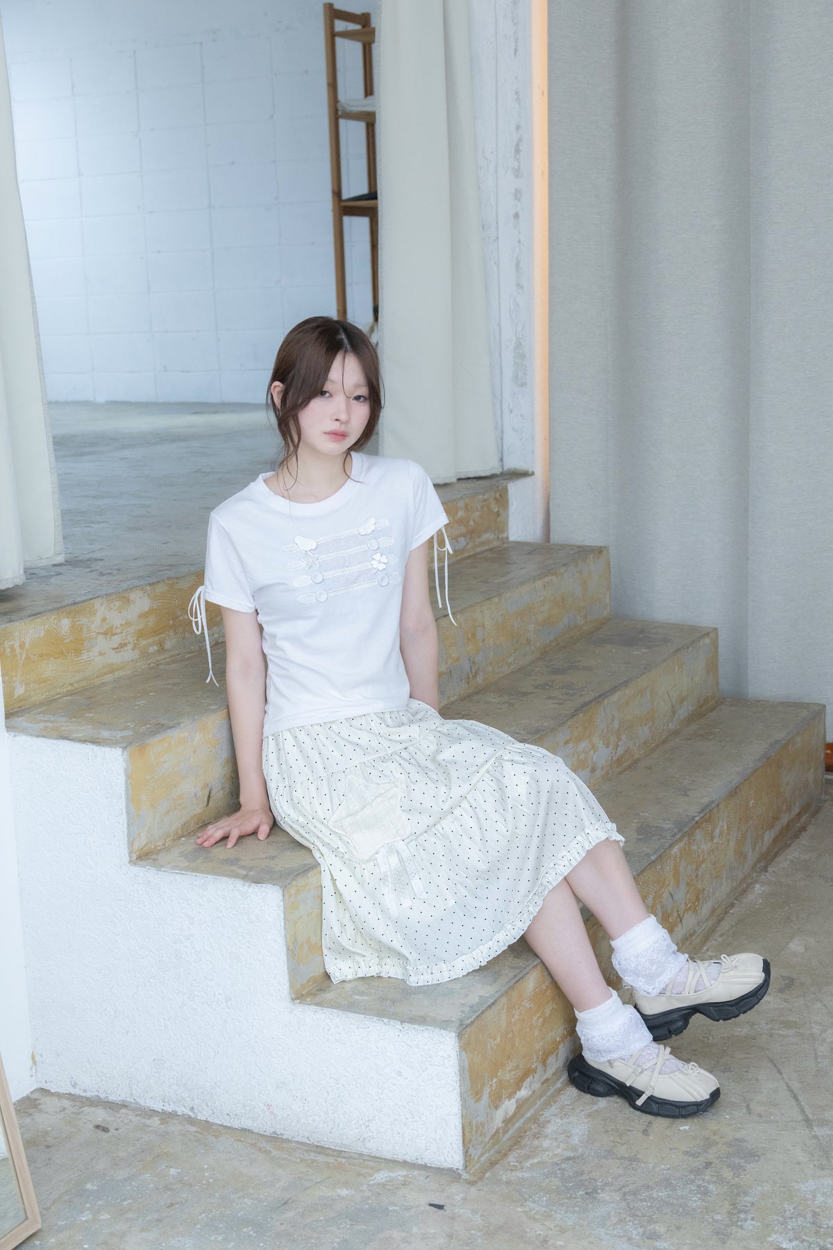 rosette pocket skirt(cream)
