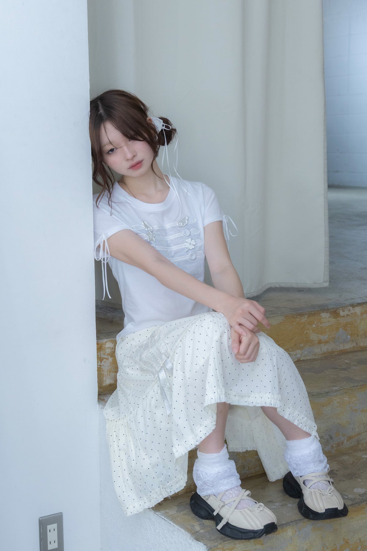 rosette pocket skirt(cream)