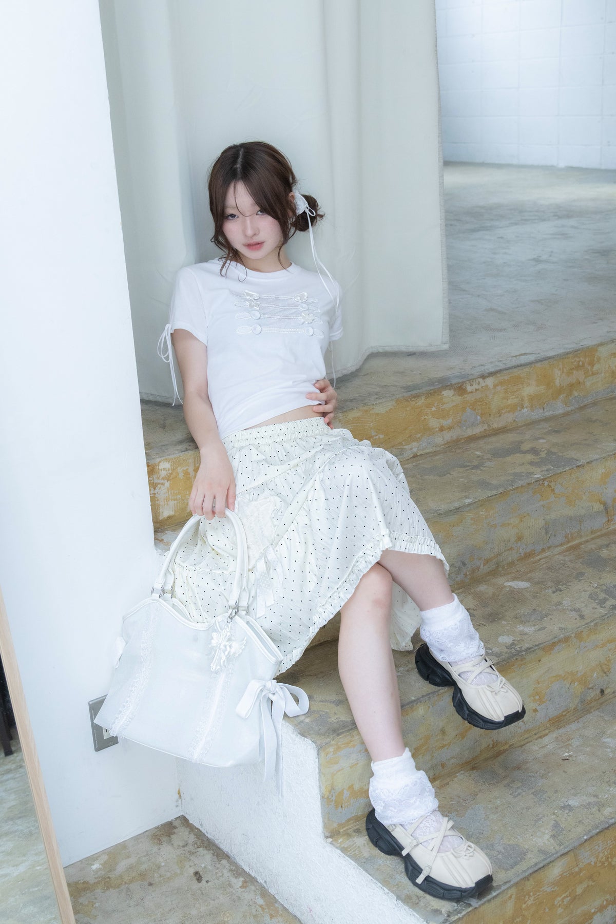 rosette pocket skirt(cream)