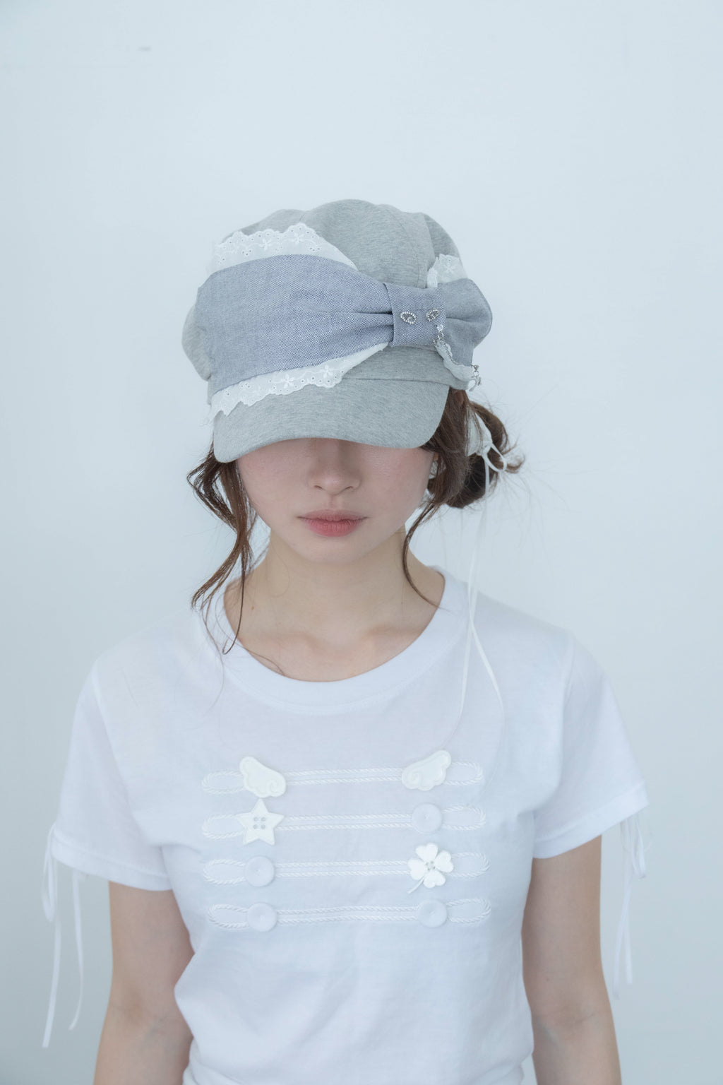 angel ribbon cap (glay)