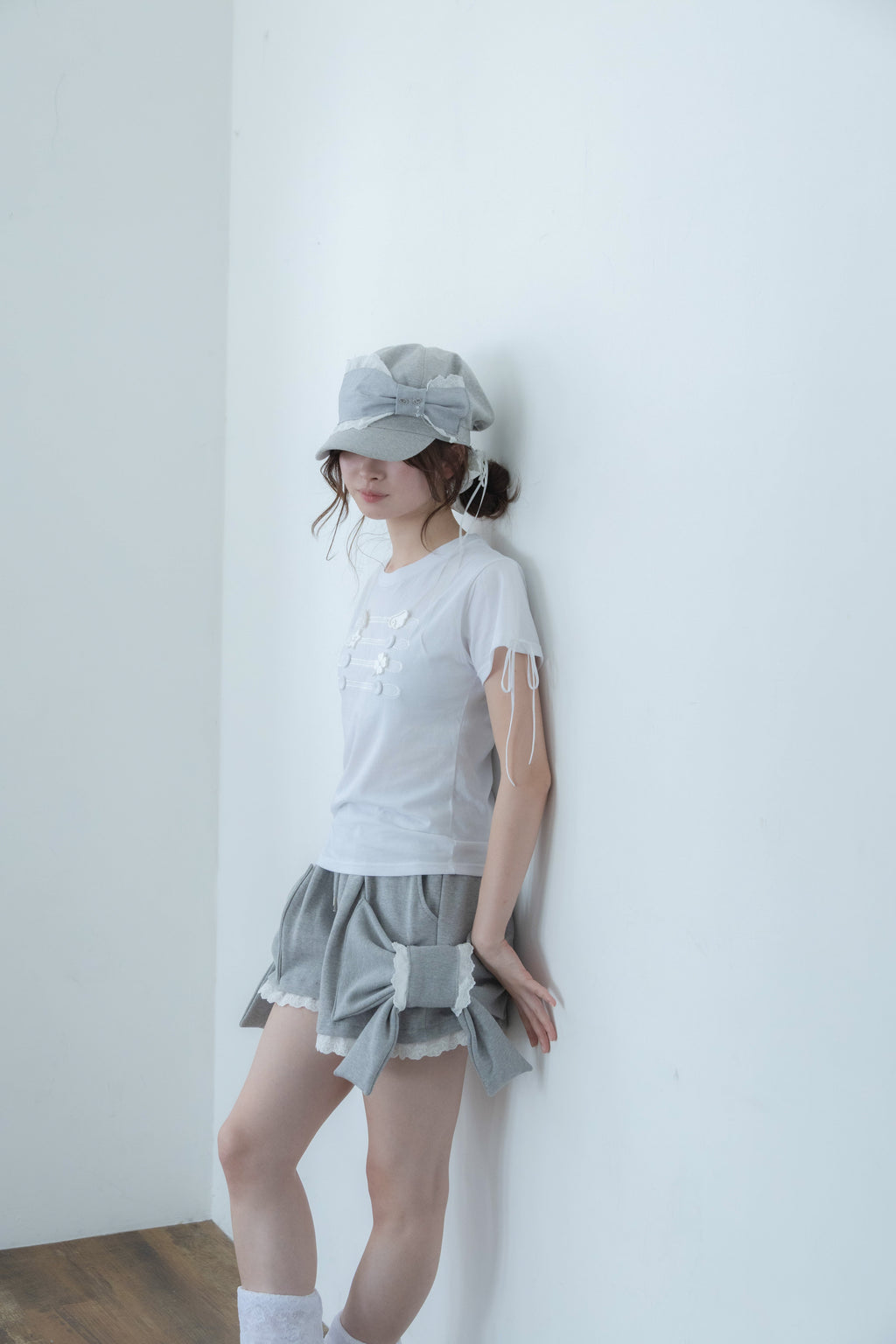 angel ribbon cap (glay)