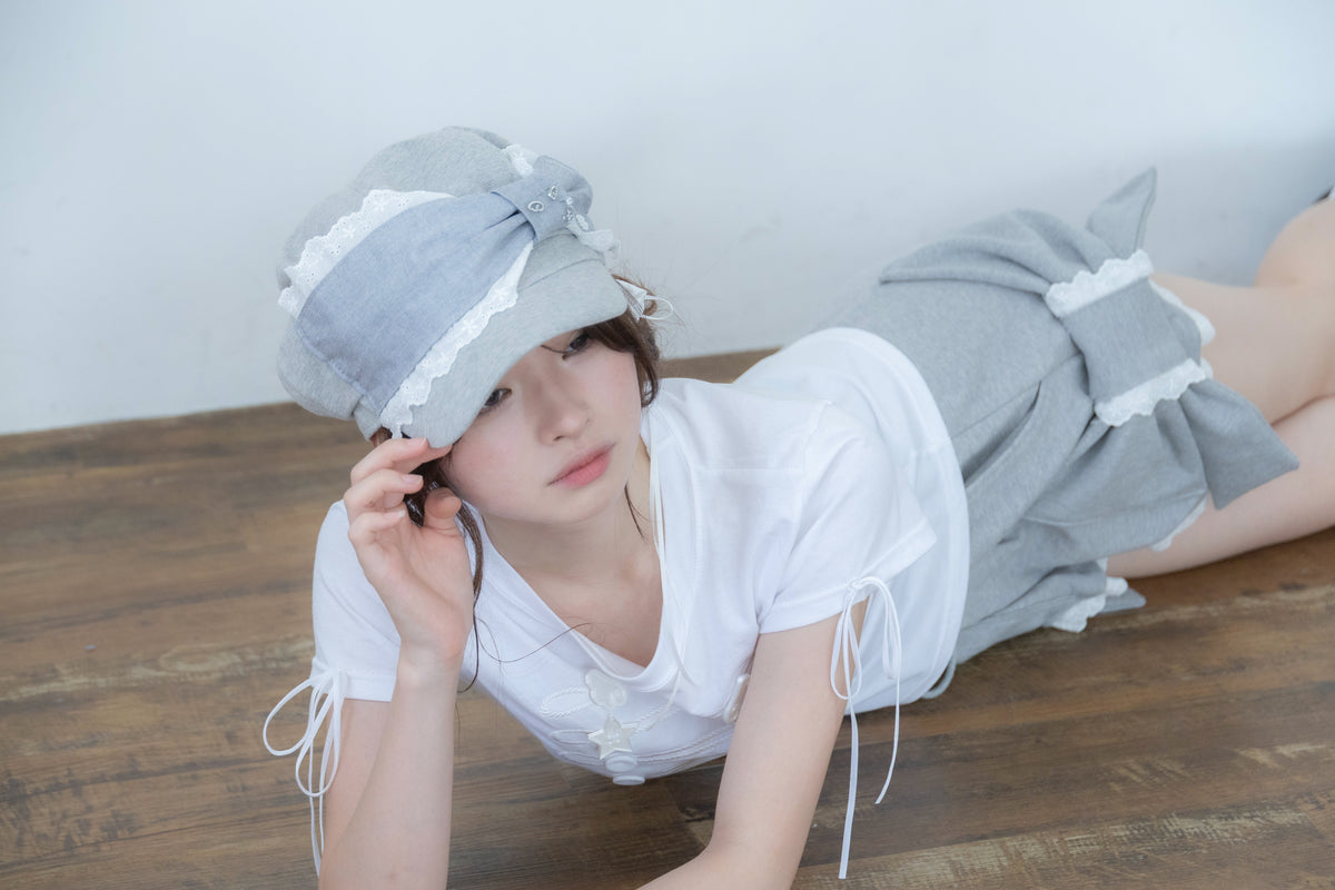 angel ribbon cap (glay)