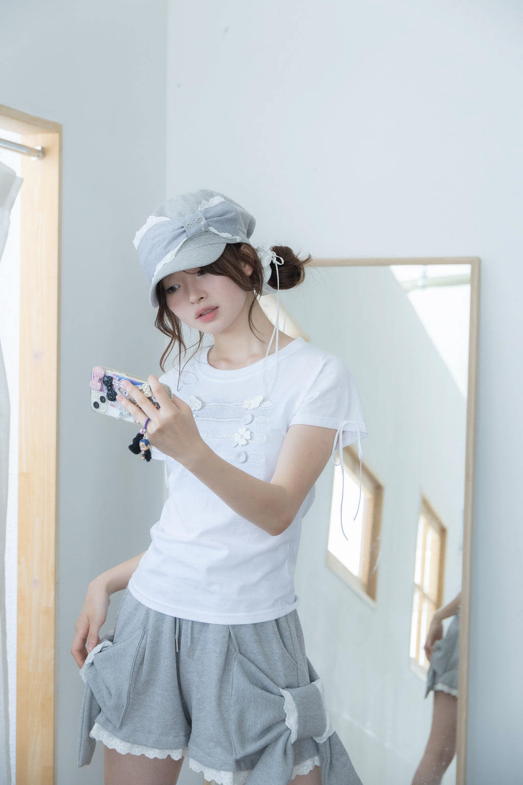 angel ribbon cap (glay)