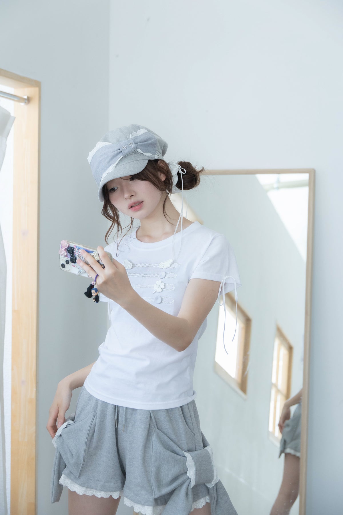 angel ribbon cap (glay)