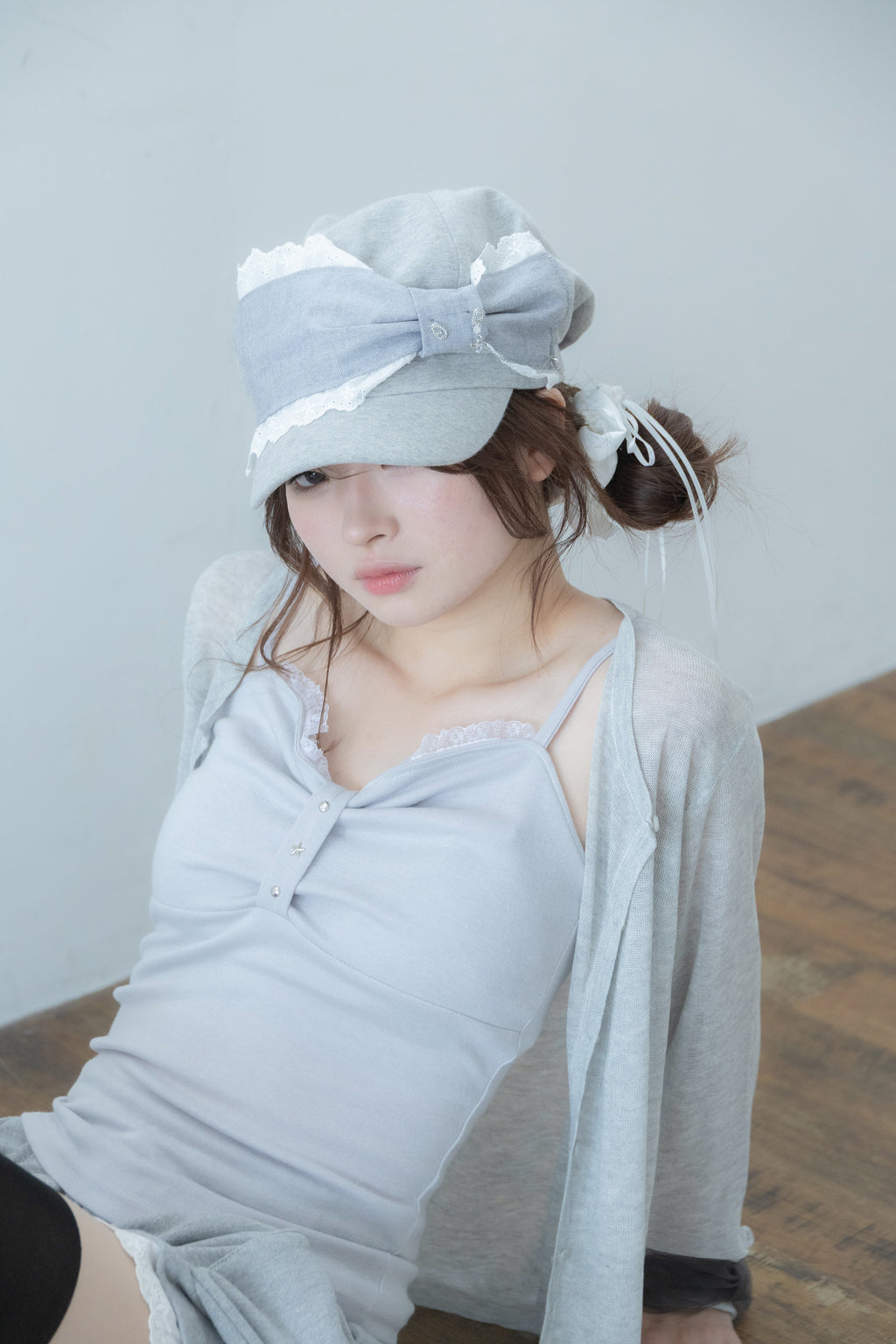 angel ribbon cap (glay)