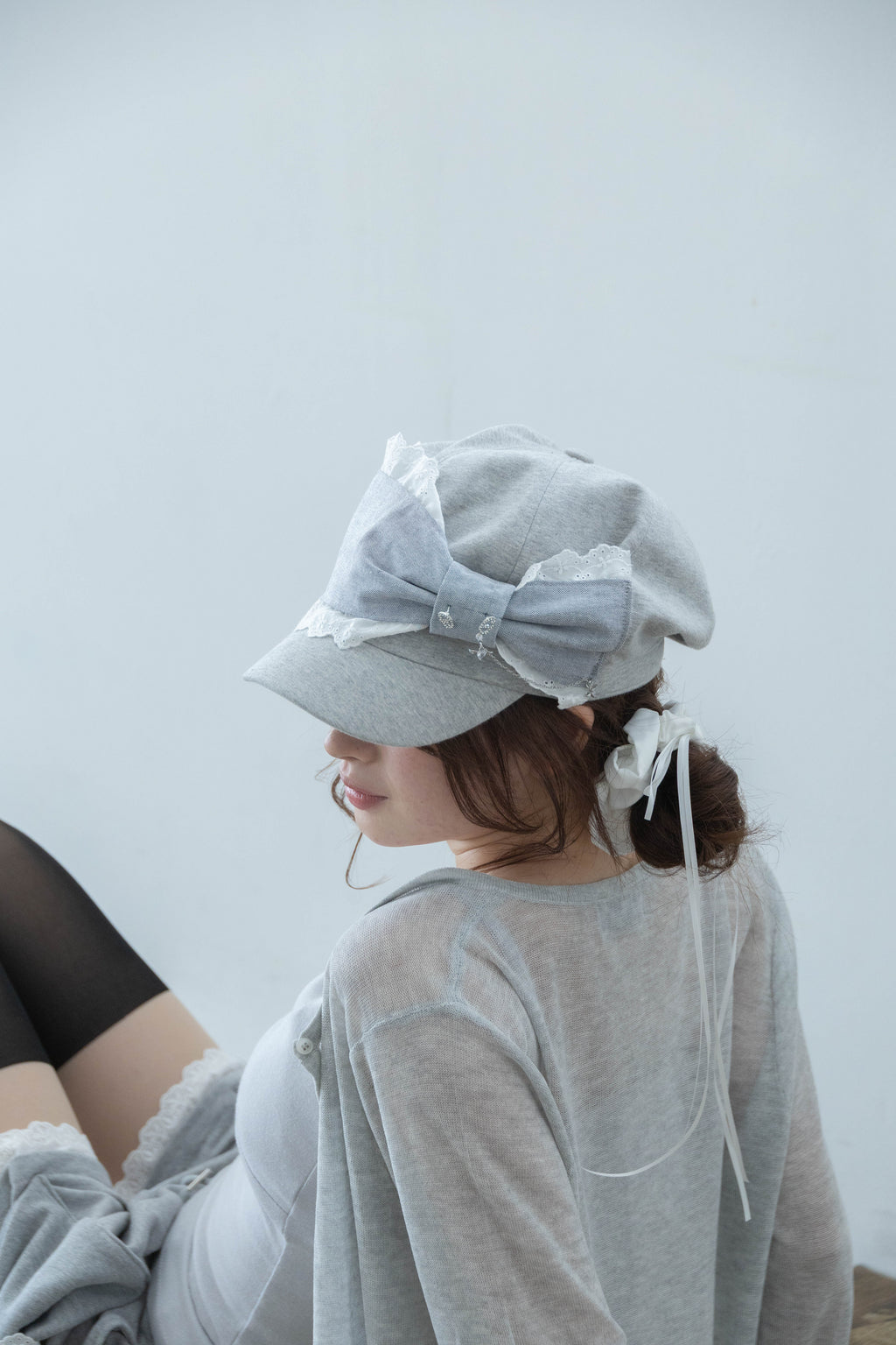 angel ribbon cap (glay)