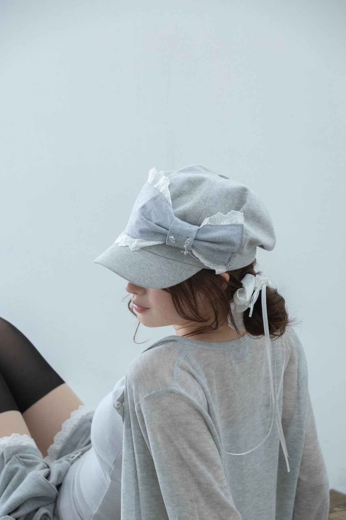 angel ribbon cap (glay)