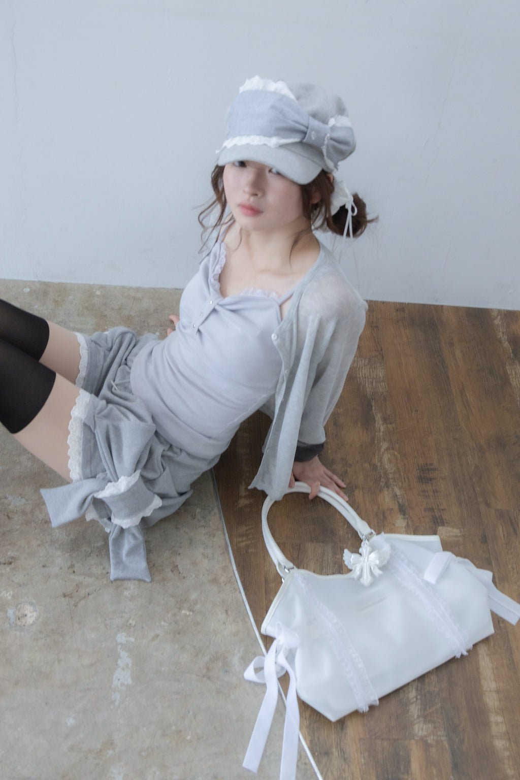 angel ribbon cap (glay)