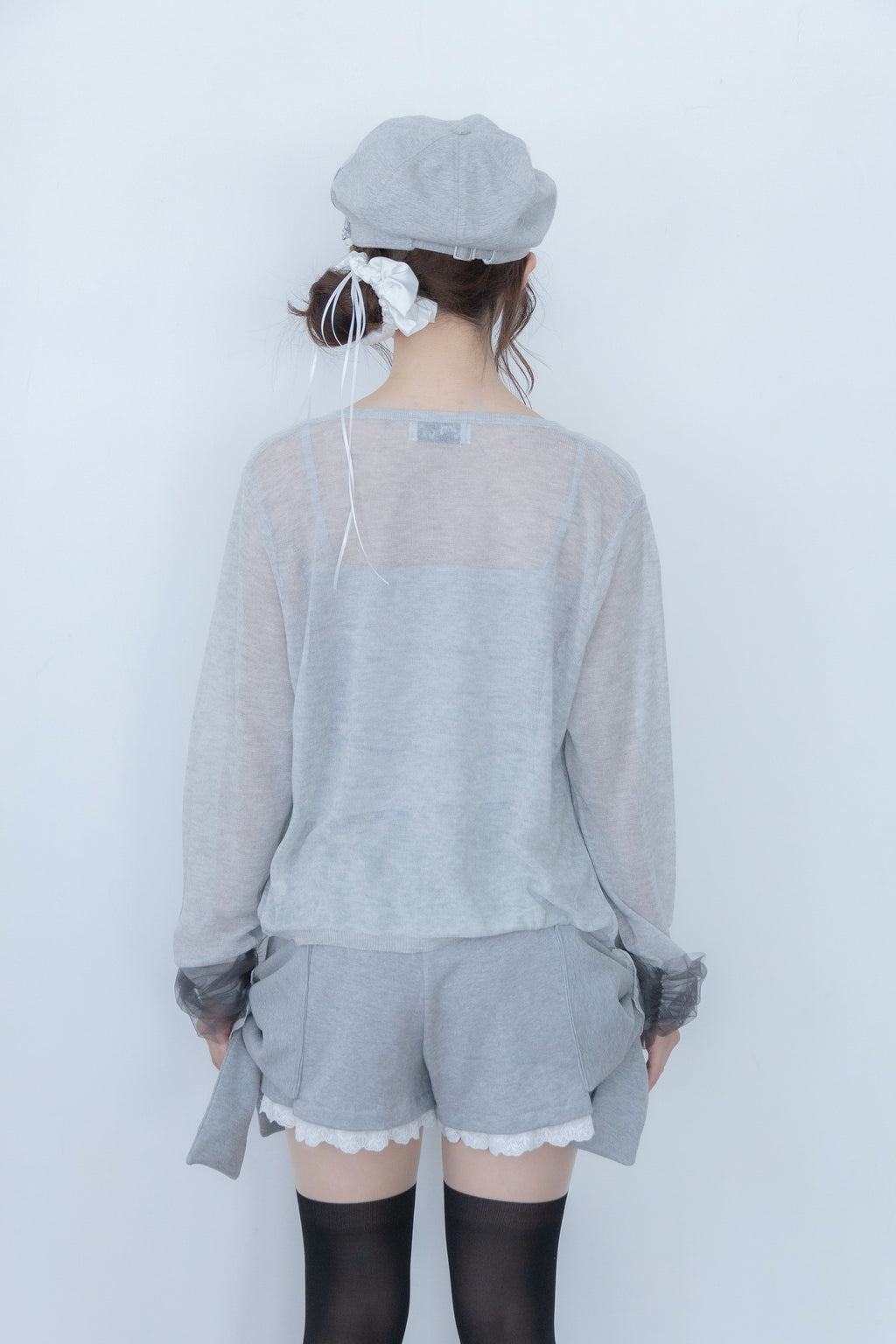 ribbon sleeve cardigan(gray)