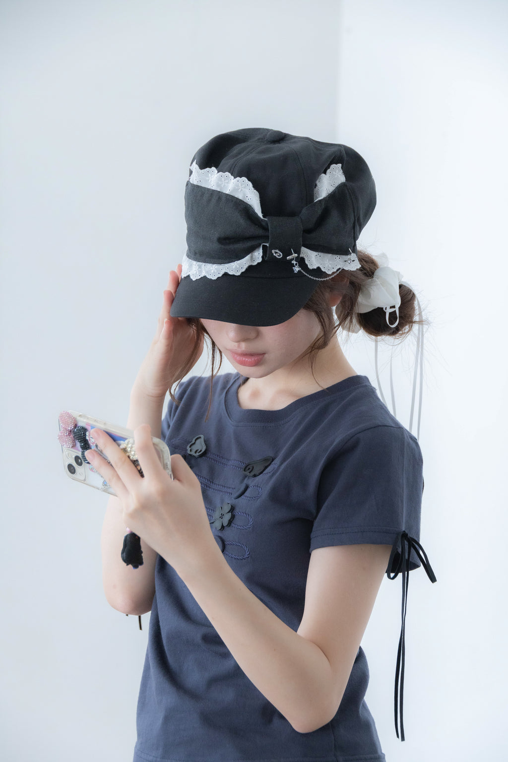 angel ribbon cap (black)