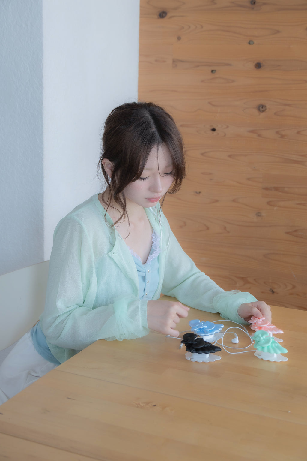 ribbon sleeve cardigan(mint)