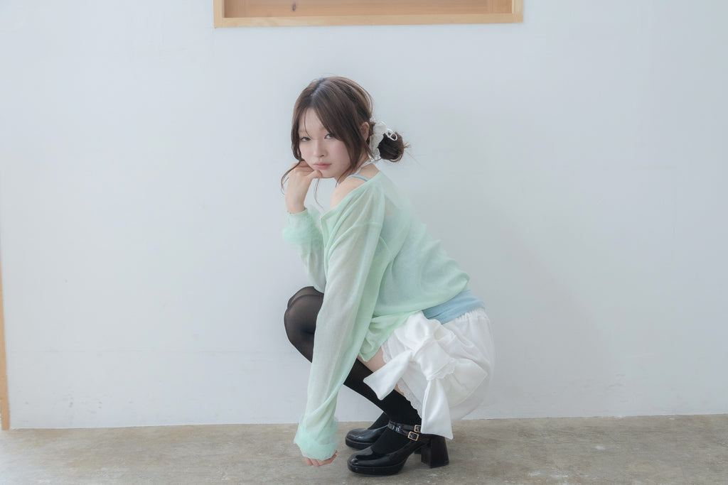 ribbon sleeve cardigan(mint)