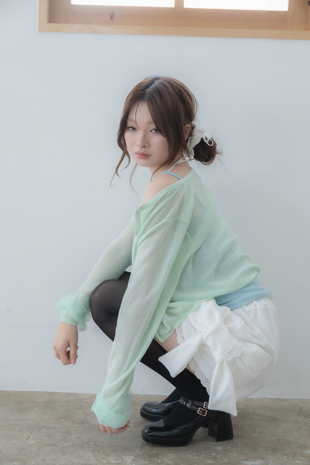 studs ribbon camisole(mint)