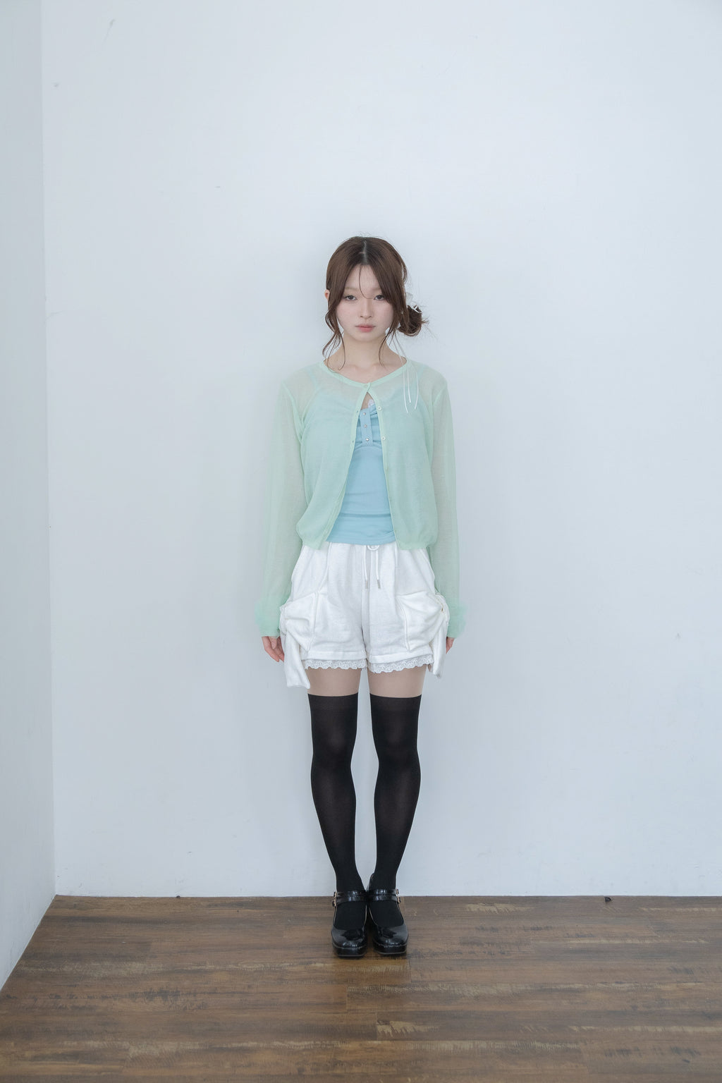 ribbon sleeve cardigan(mint)