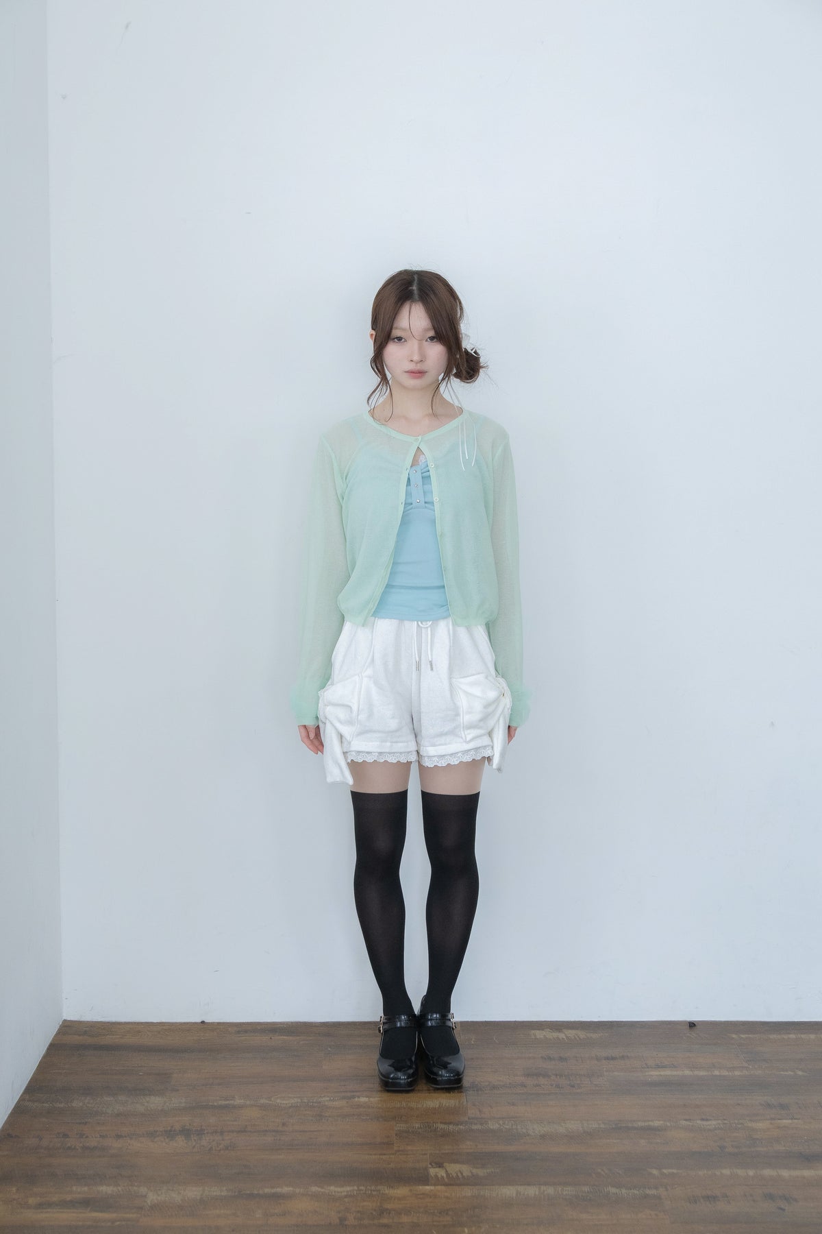 ribbon sleeve cardigan(mint)