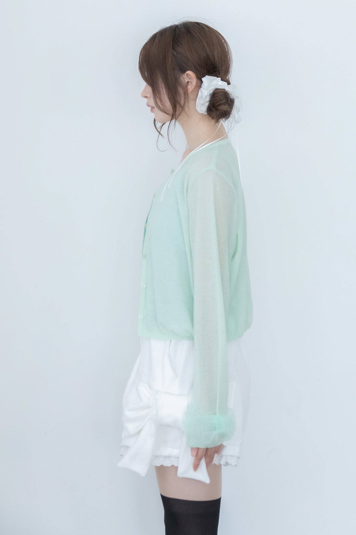 ribbon sleeve cardigan(mint)