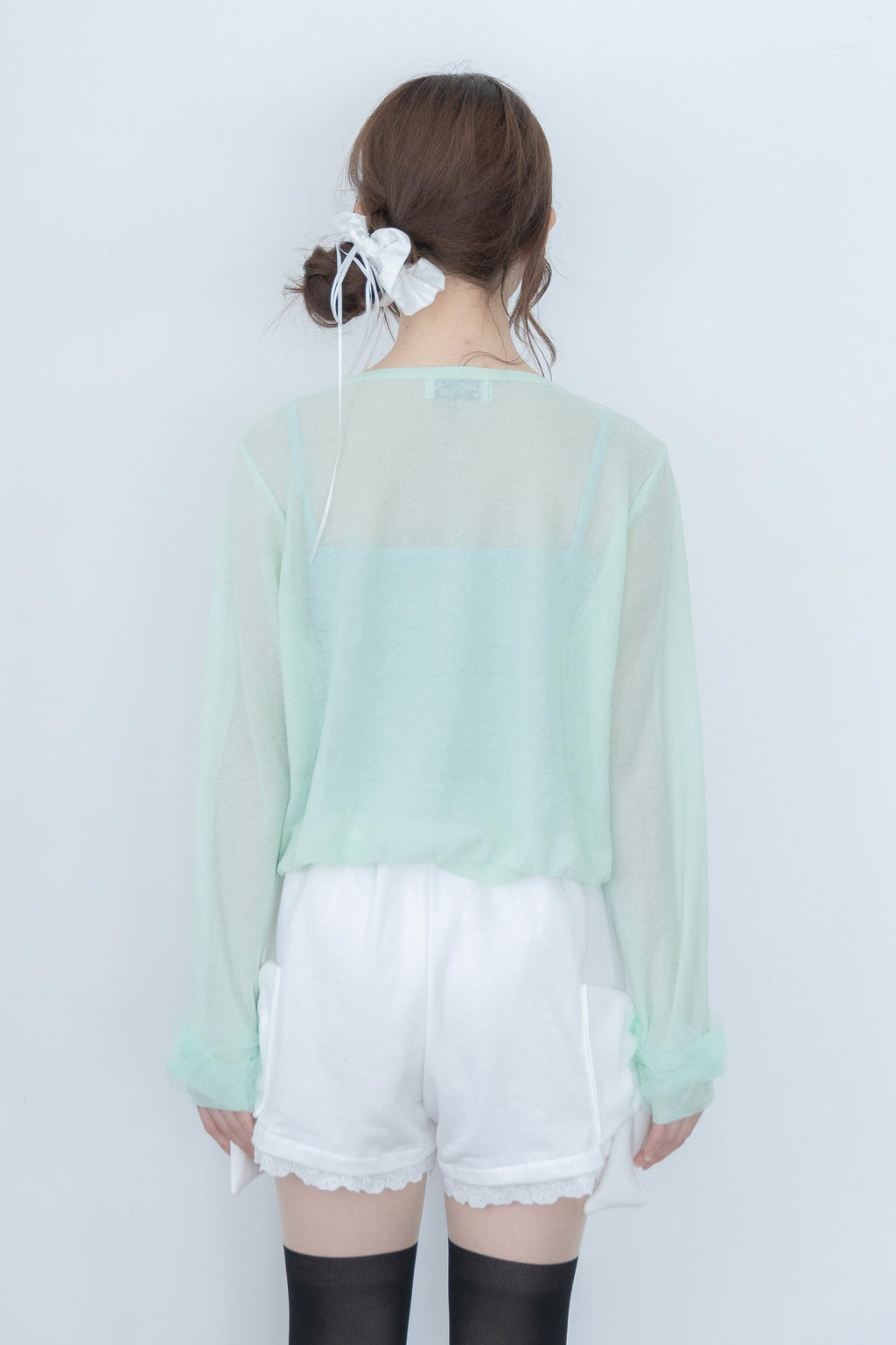 ribbon sleeve cardigan(mint)