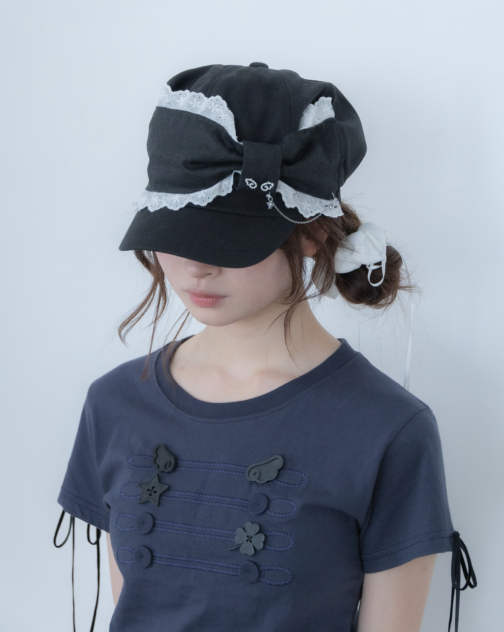 angel ribbon cap (black)