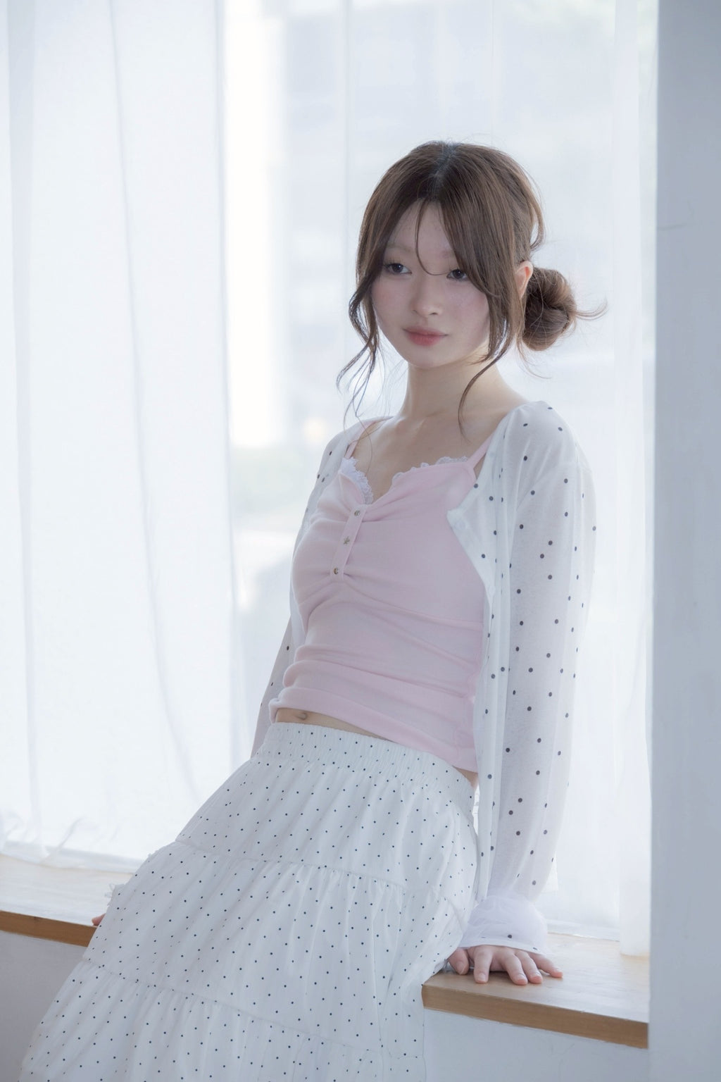 studs ribbon camisole(pink)