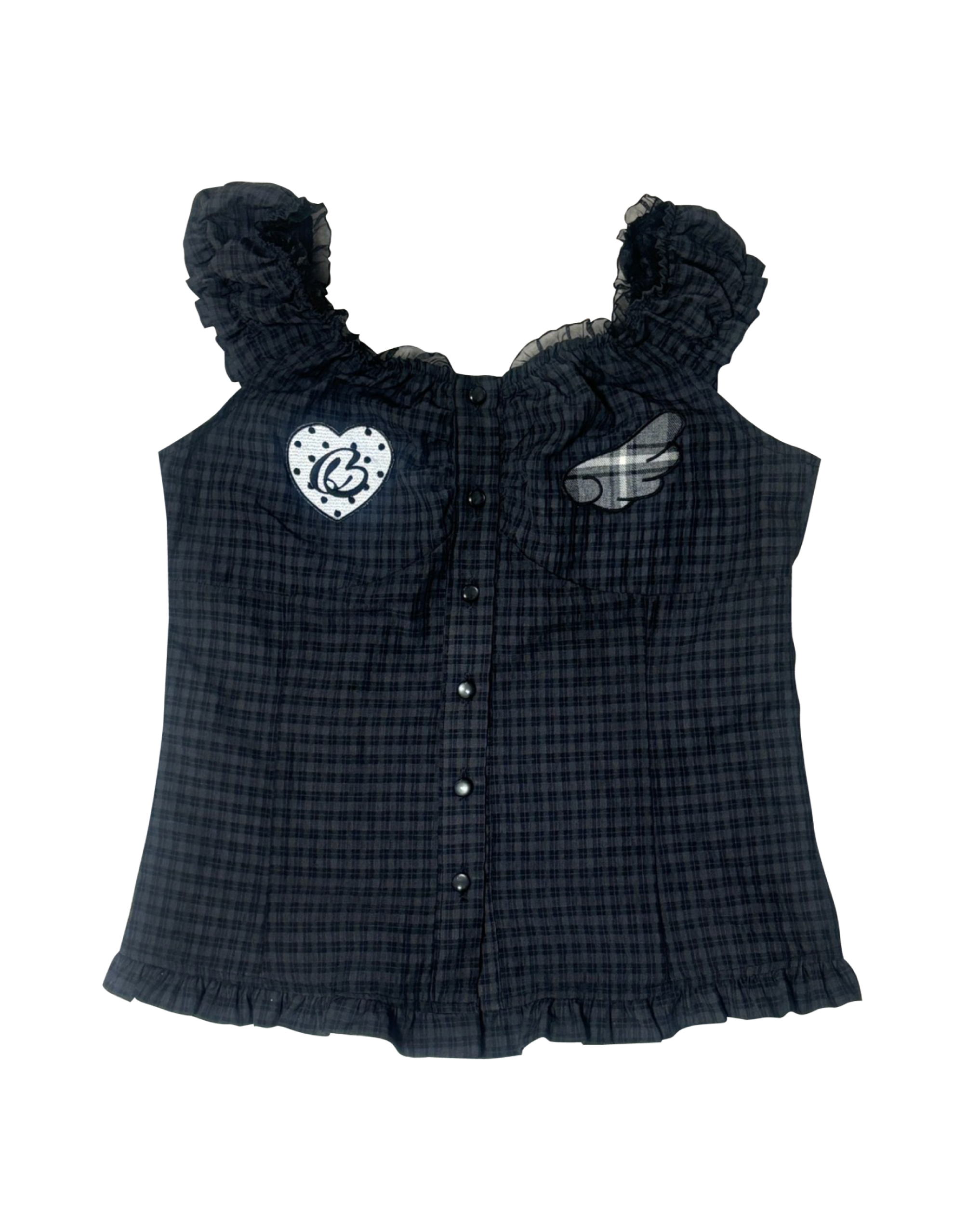 LMpatch frillblouse(black)