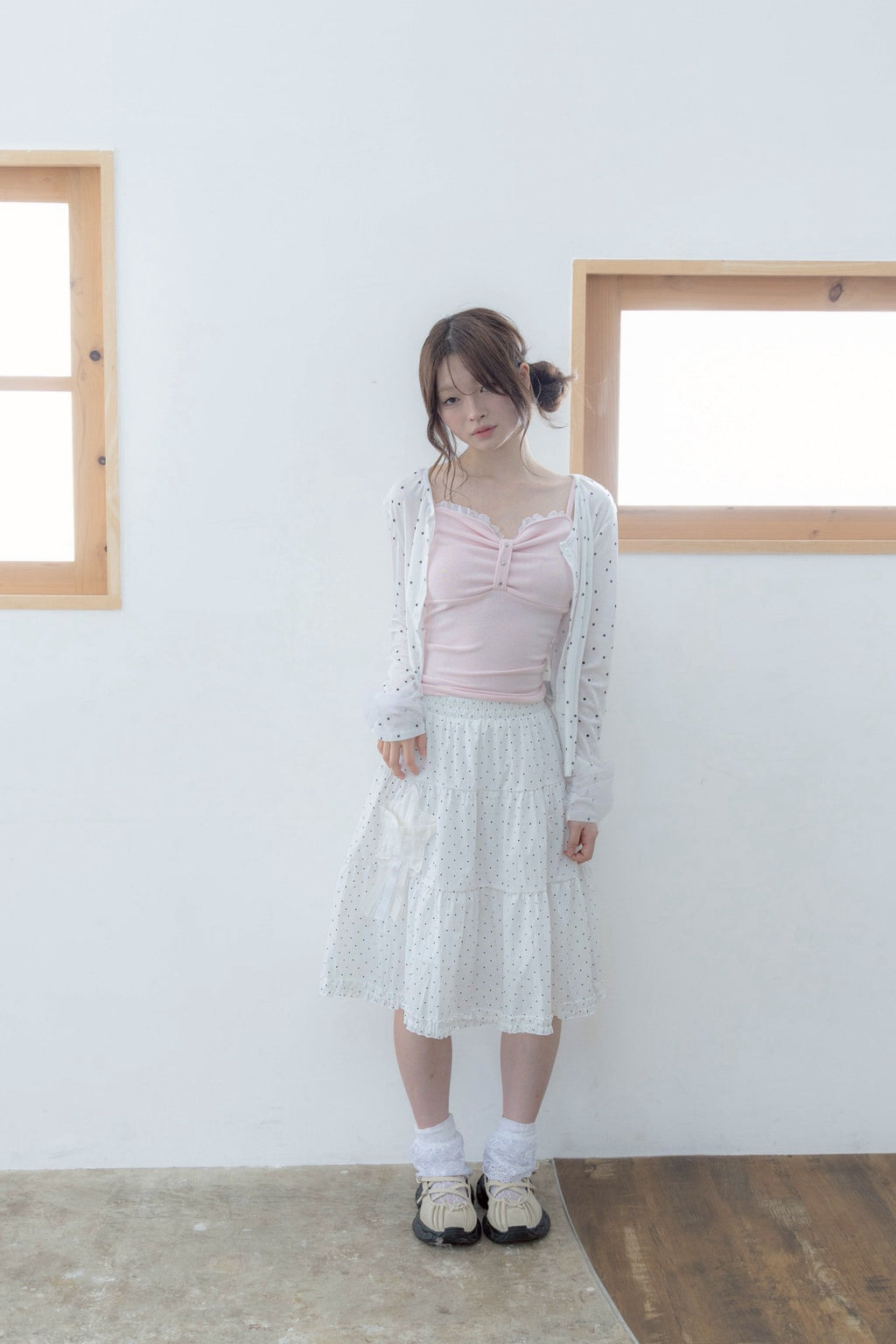 studs ribbon camisole(pink)