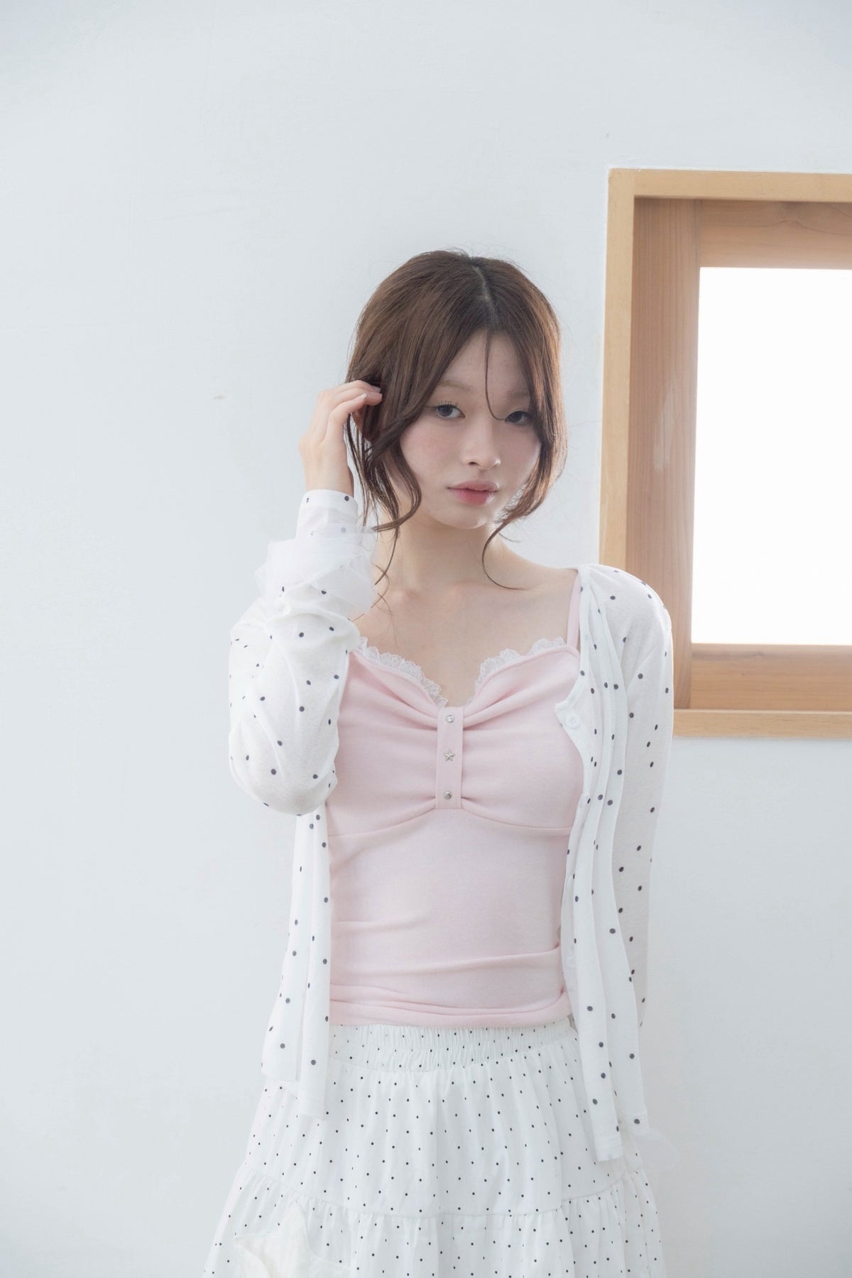 studs ribbon camisole(pink)