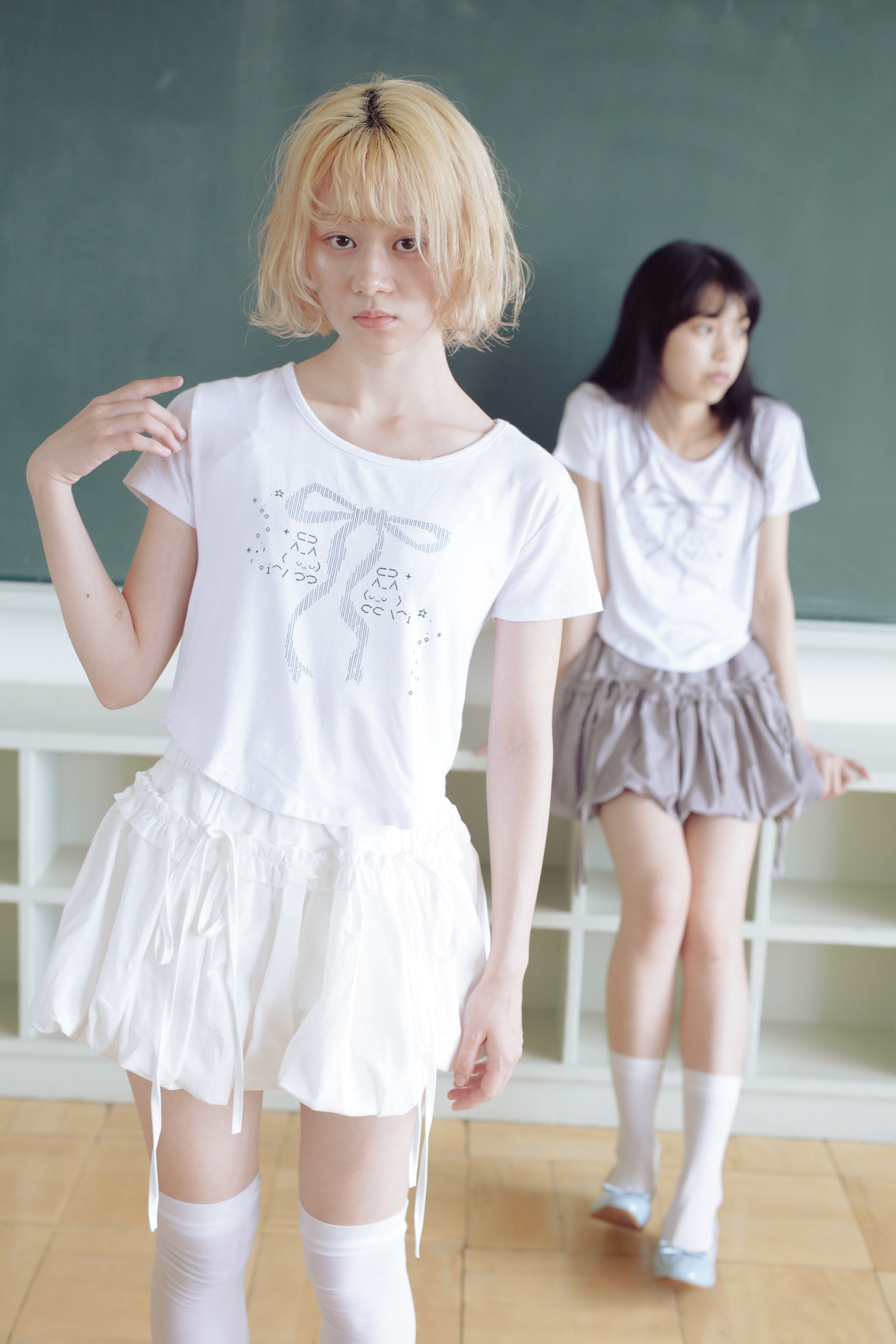 frill balloon skirt(white)