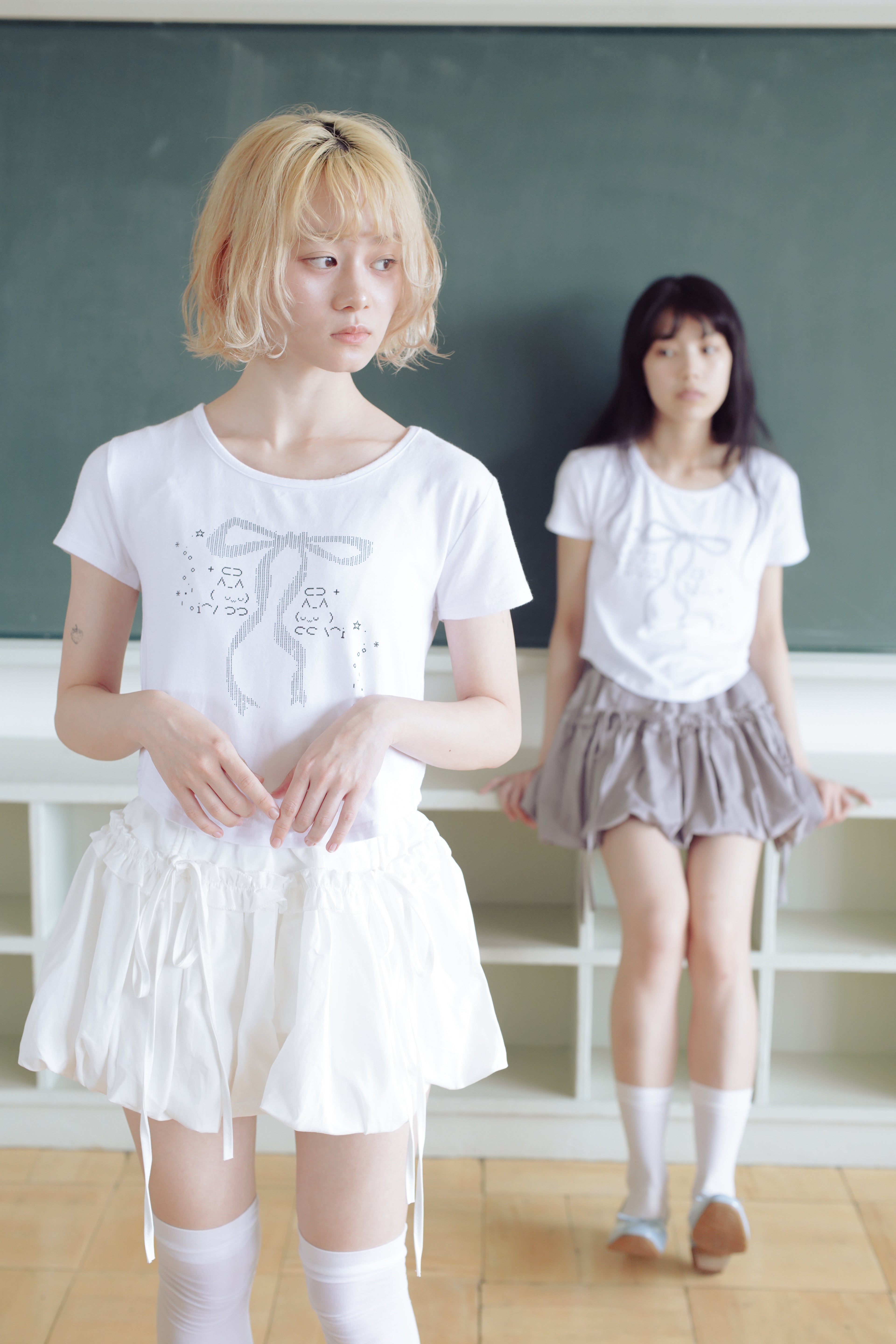 frill balloon skirt(white)