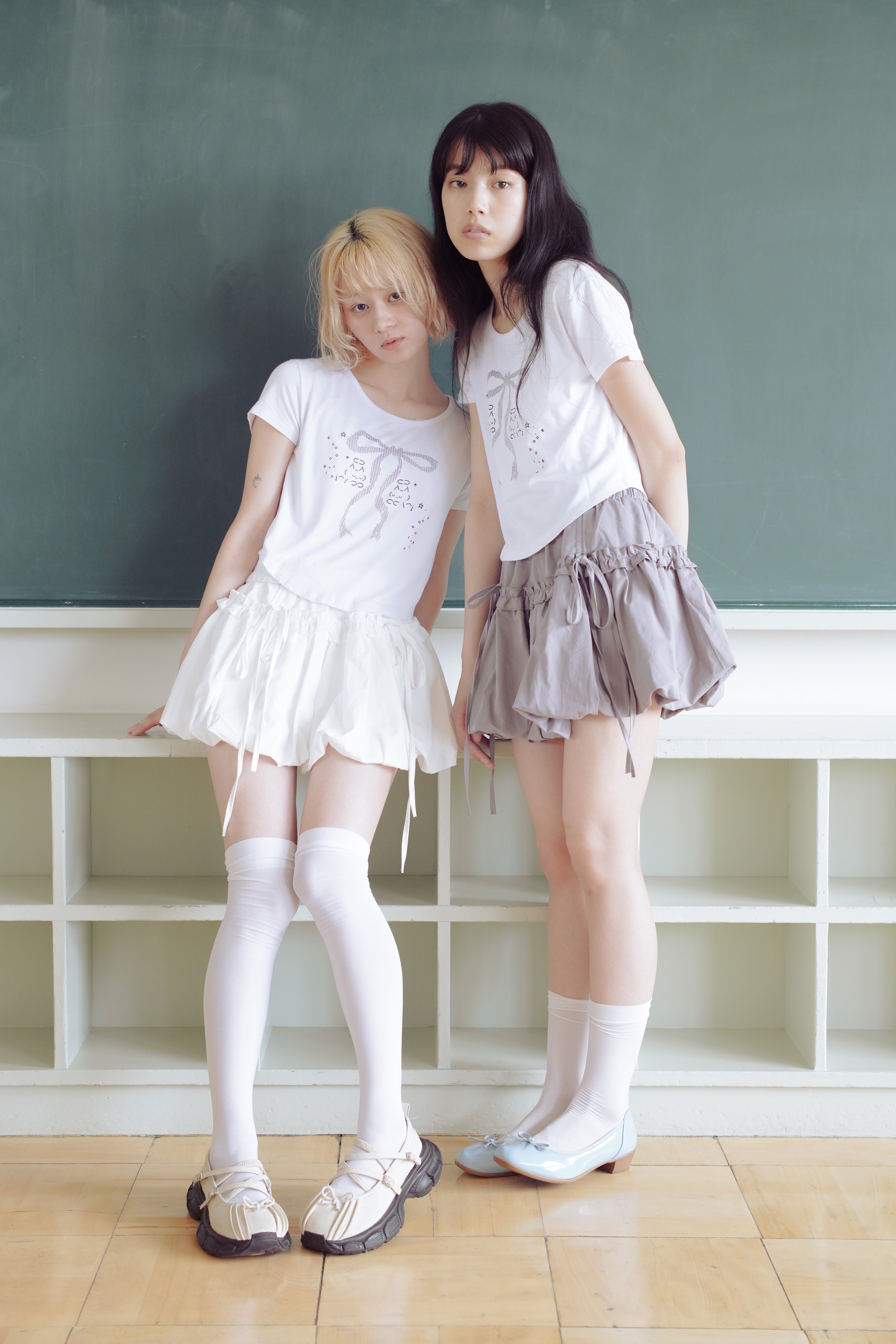 frill balloon skirt(white)
