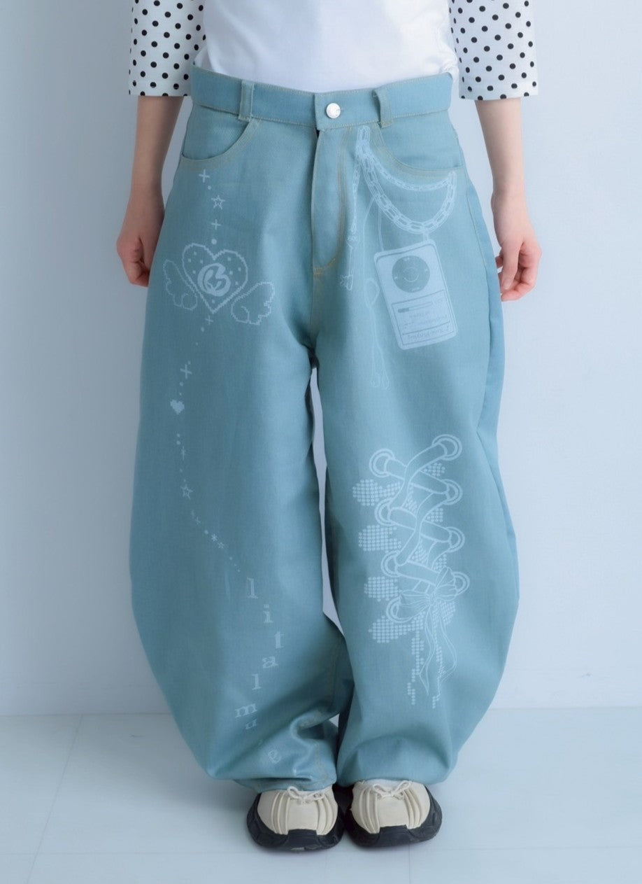 3Dpixel print denim(rightblue)