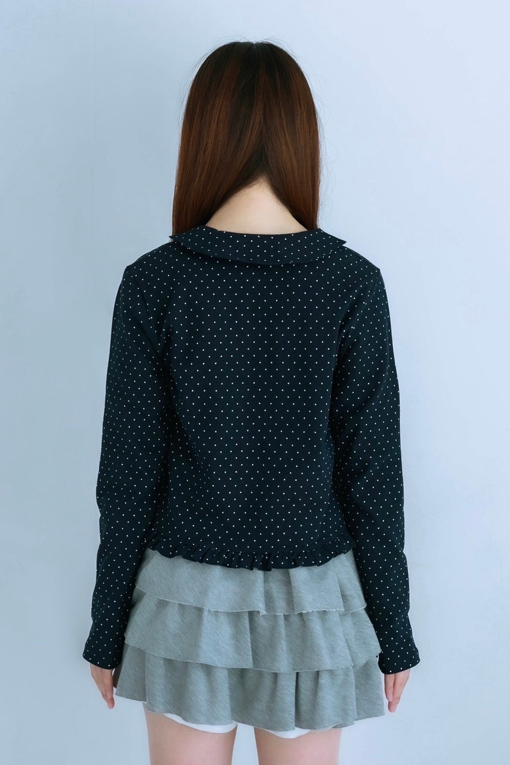 dot frill tee (navy)