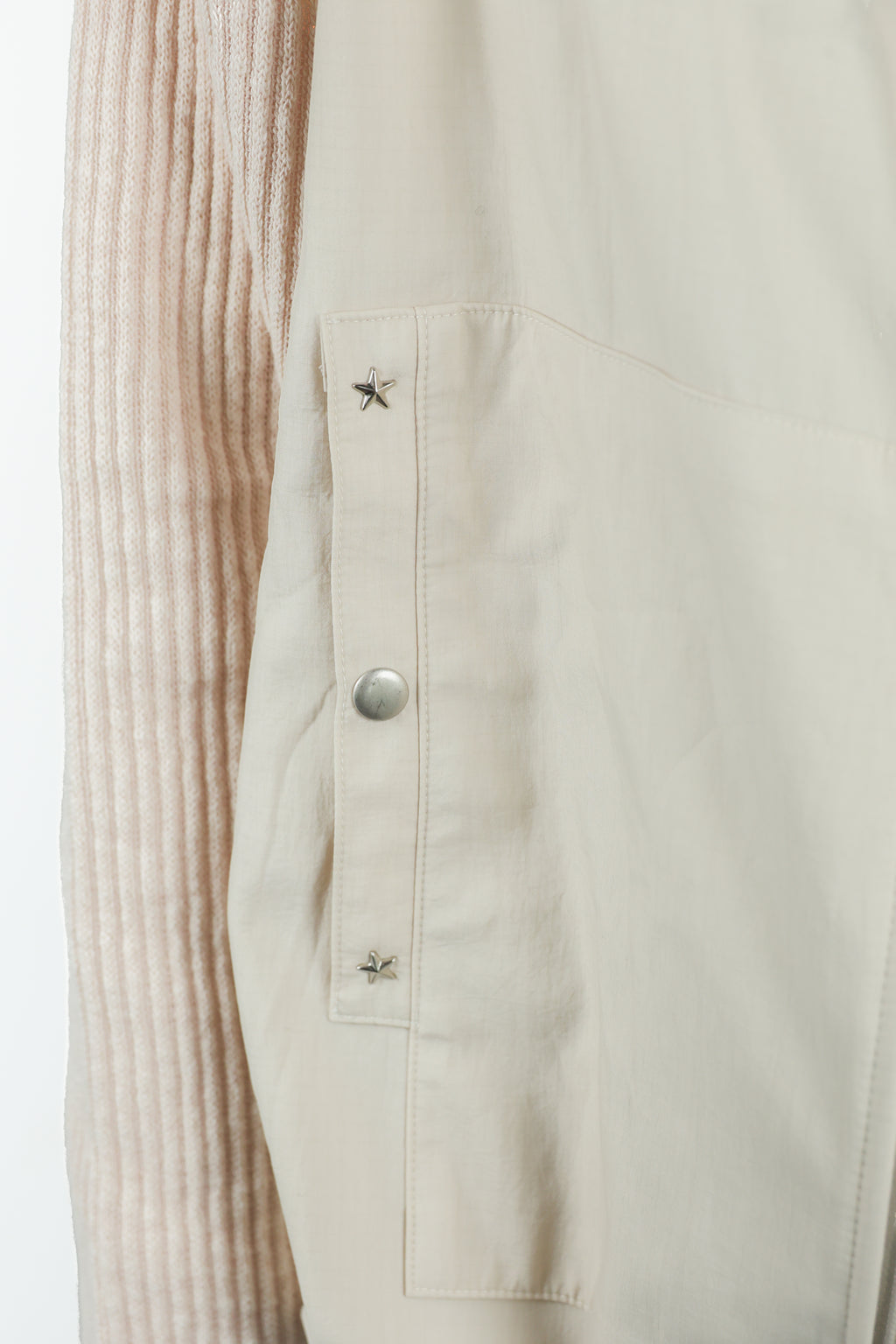studs nylon knitzip hoodie(white)