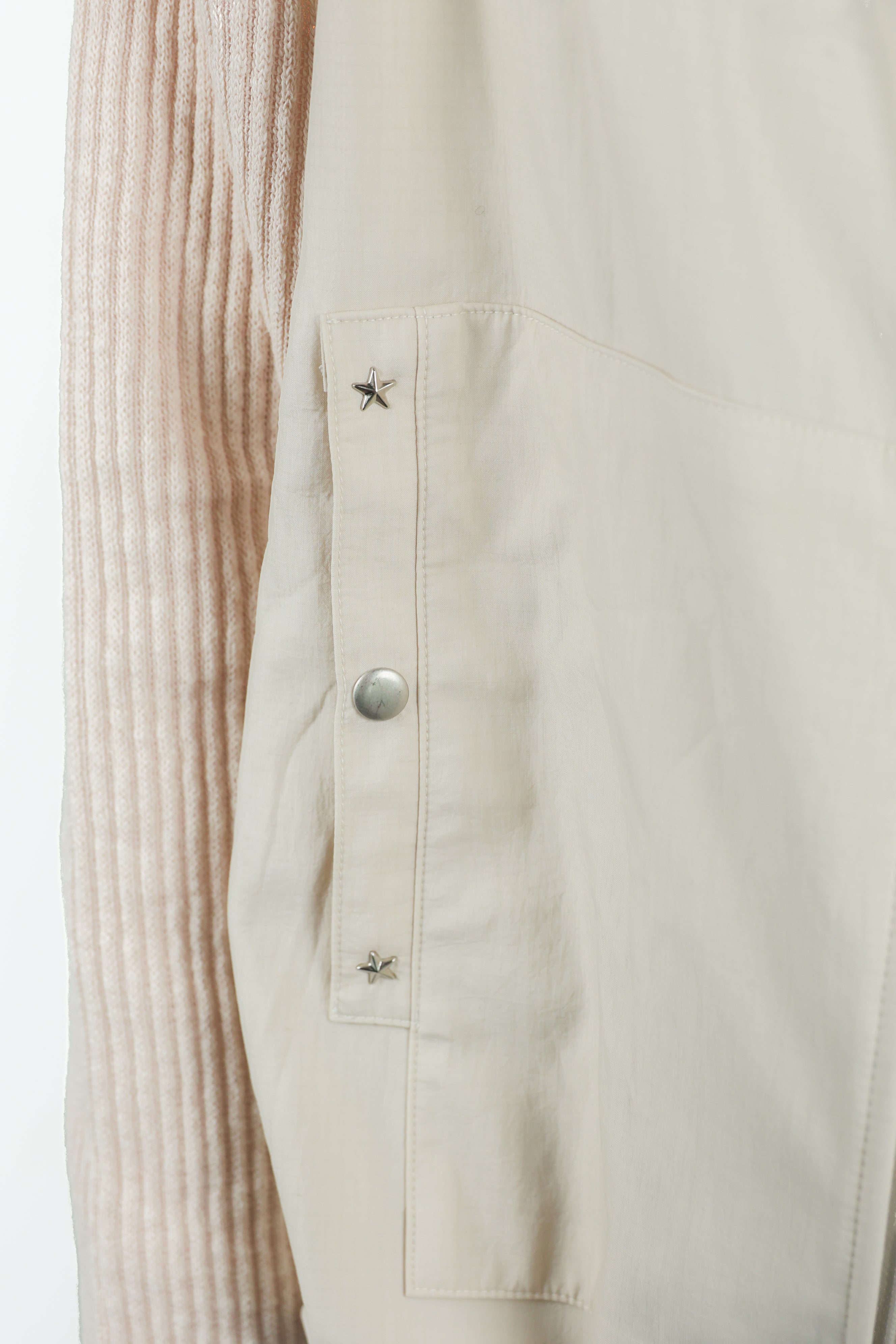 studs nylon knitzip hoodie(white)