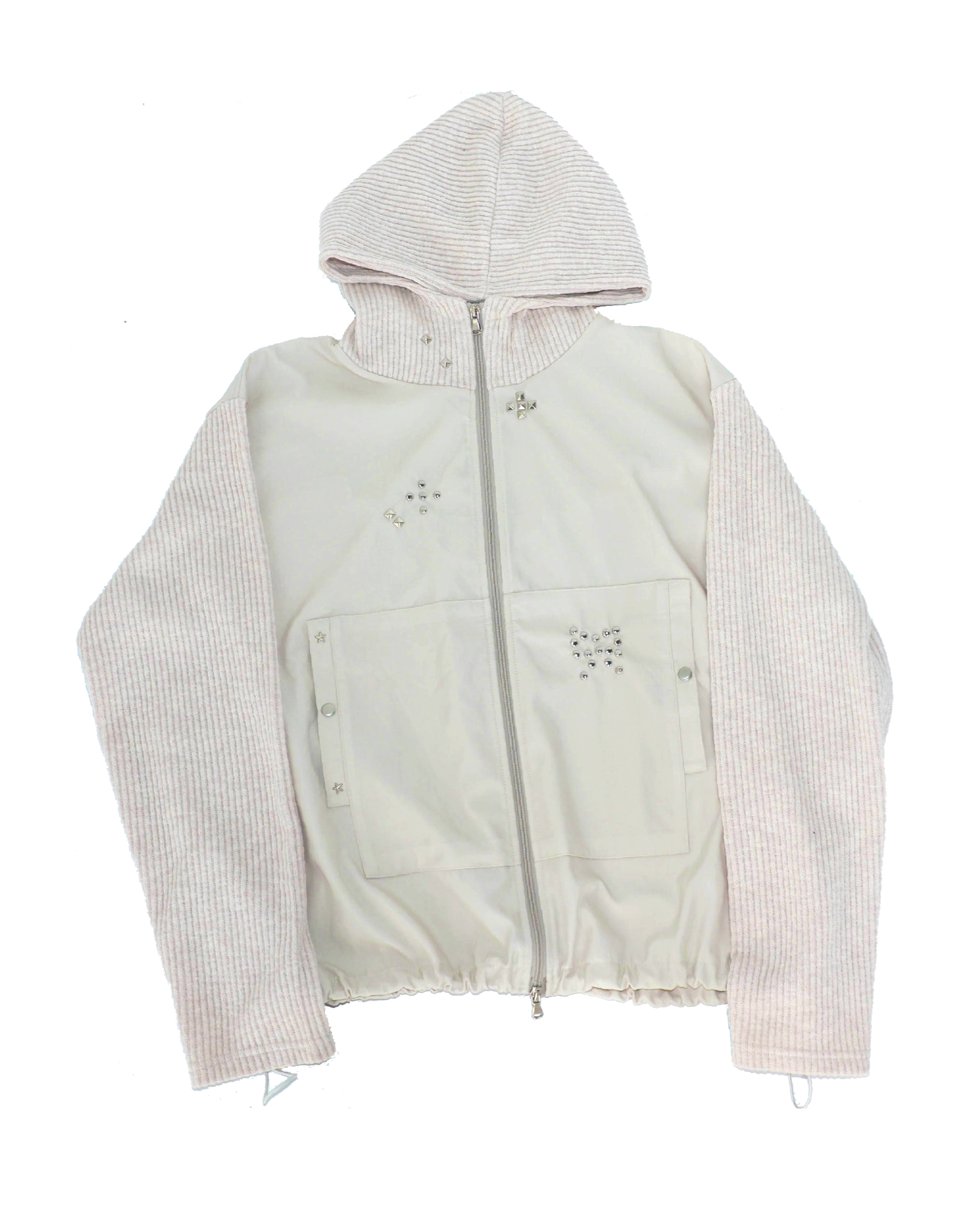 studs nylon knitzip hoodie(white)