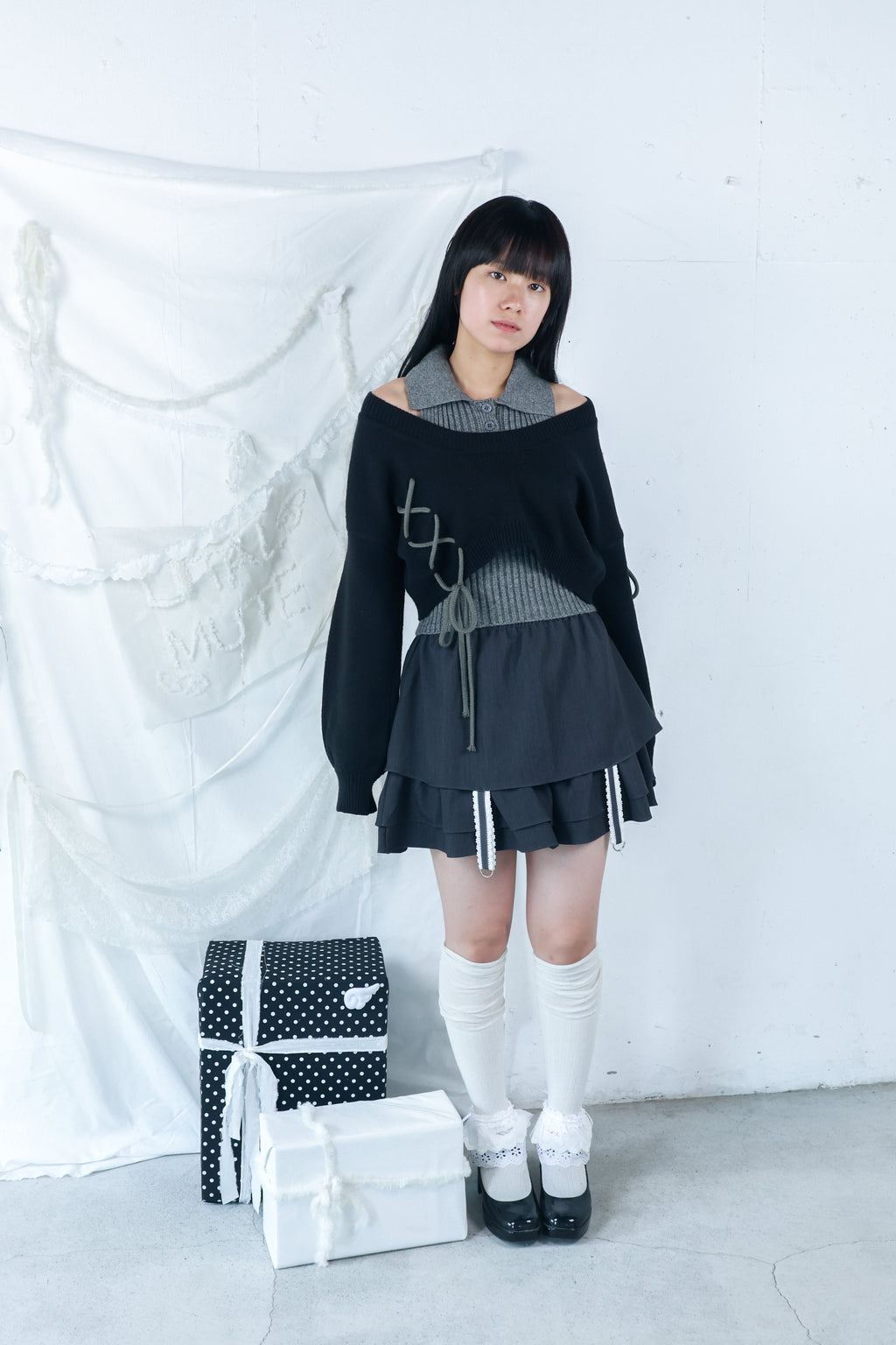 gater tiered skirt(gray)