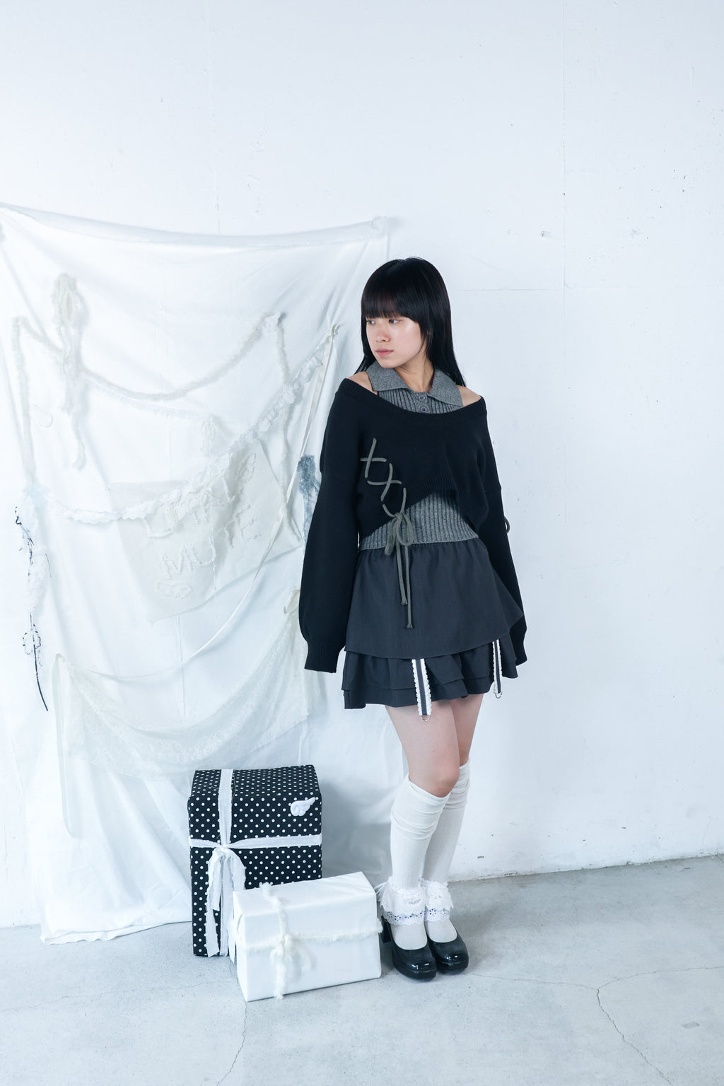 gater tiered skirt(gray)