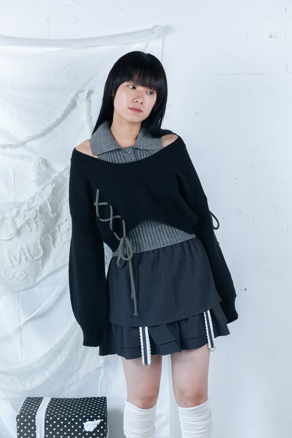 gater tiered skirt(gray)