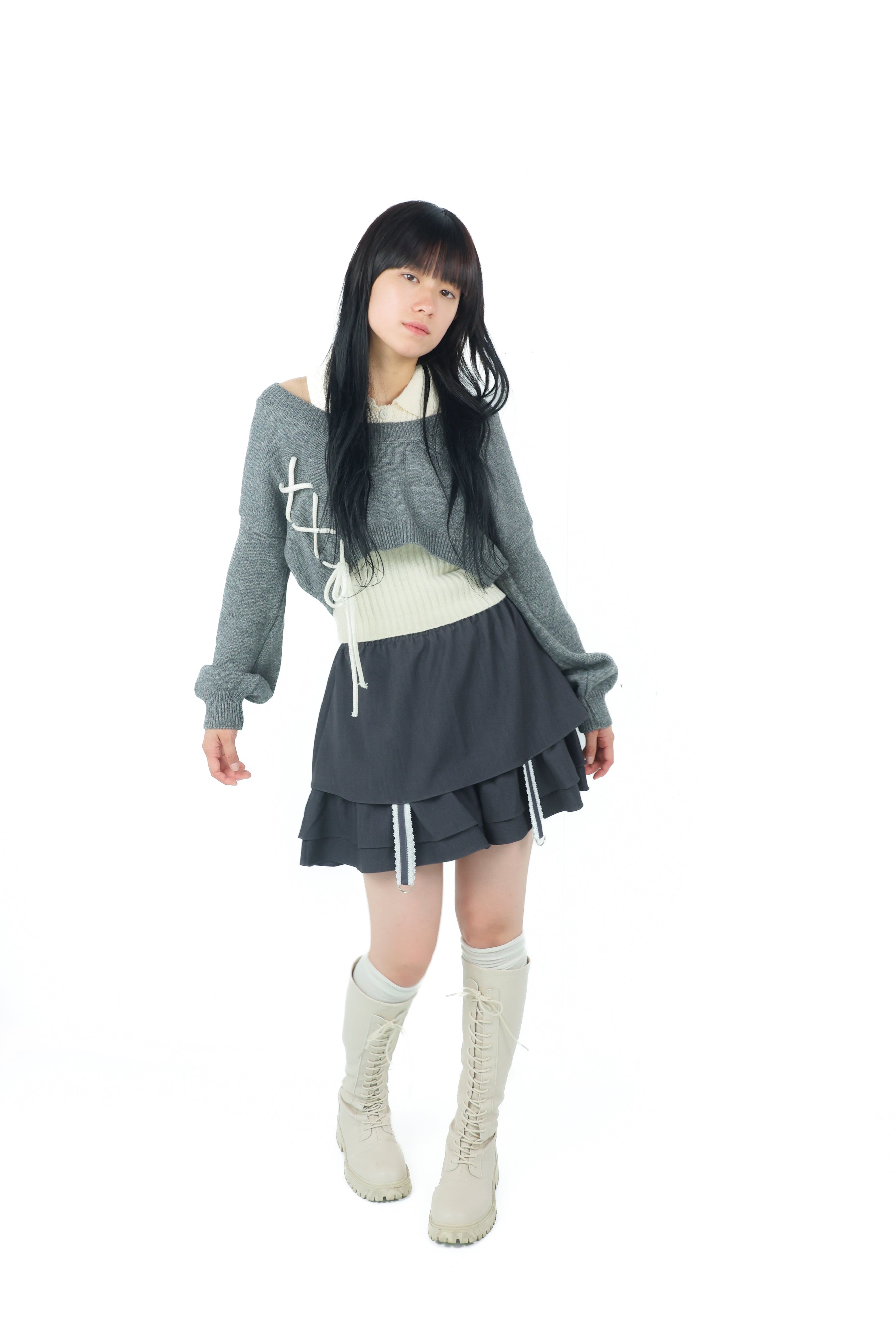 gater tiered skirt(gray)