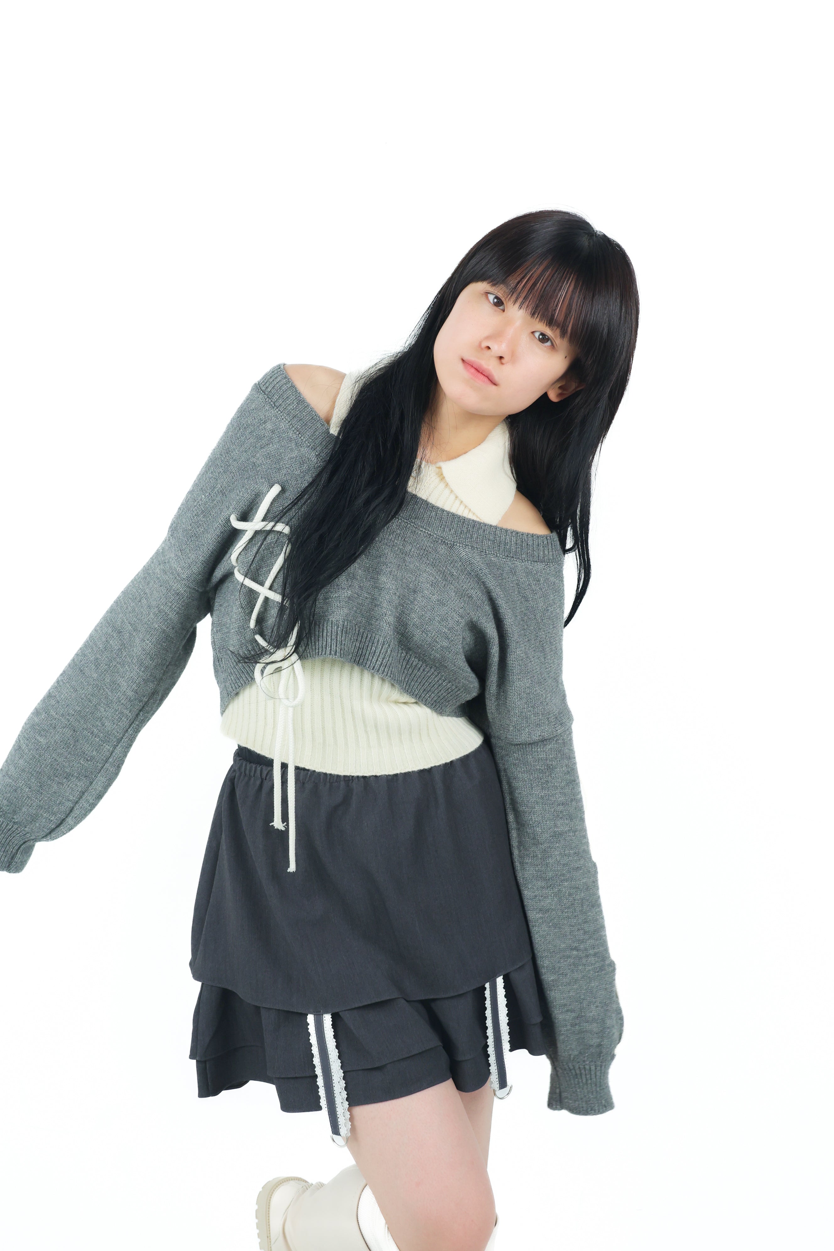 gater tiered skirt(gray)
