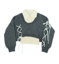 laceup ribbon knitset(gray)