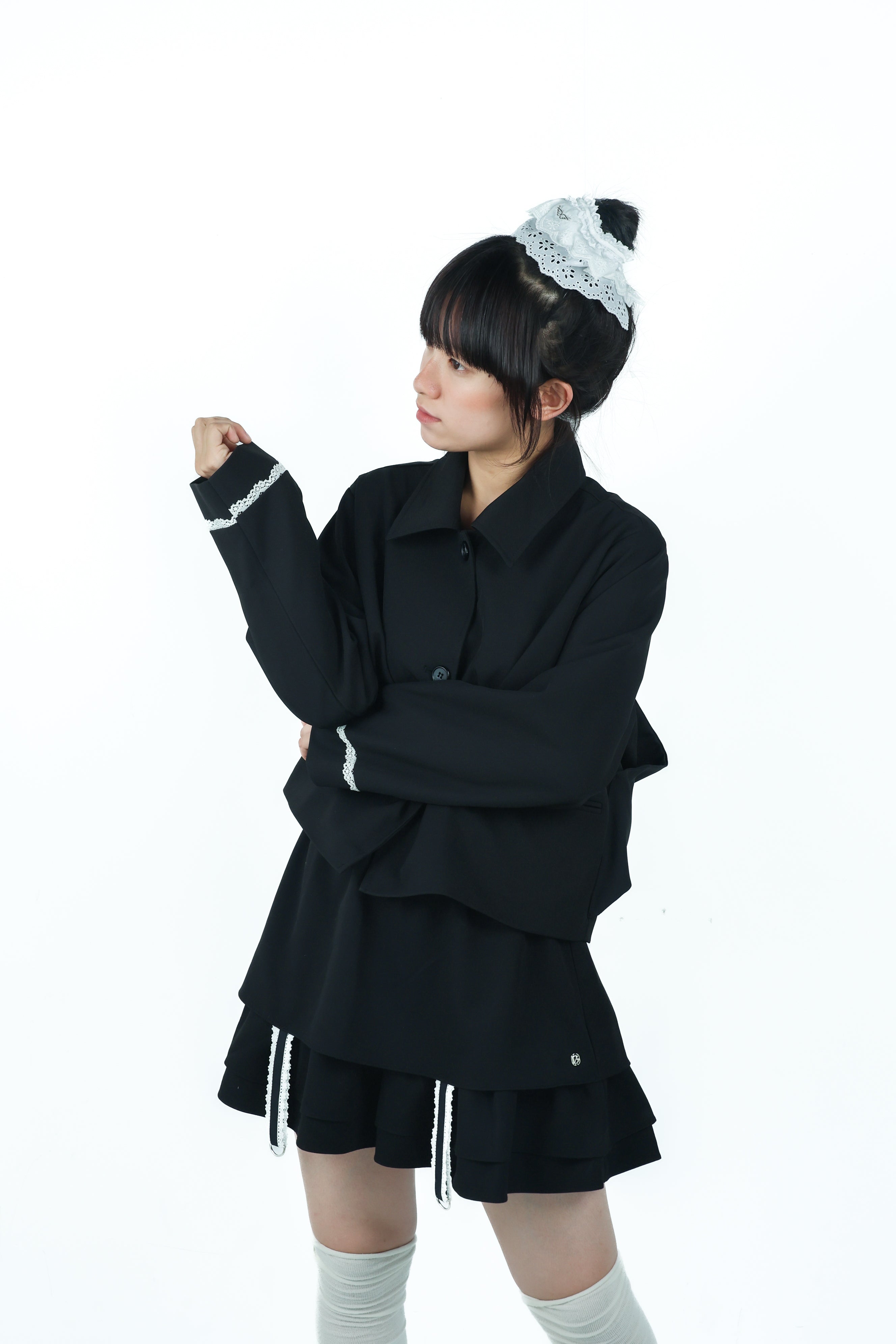 gater tiered skirt(black)