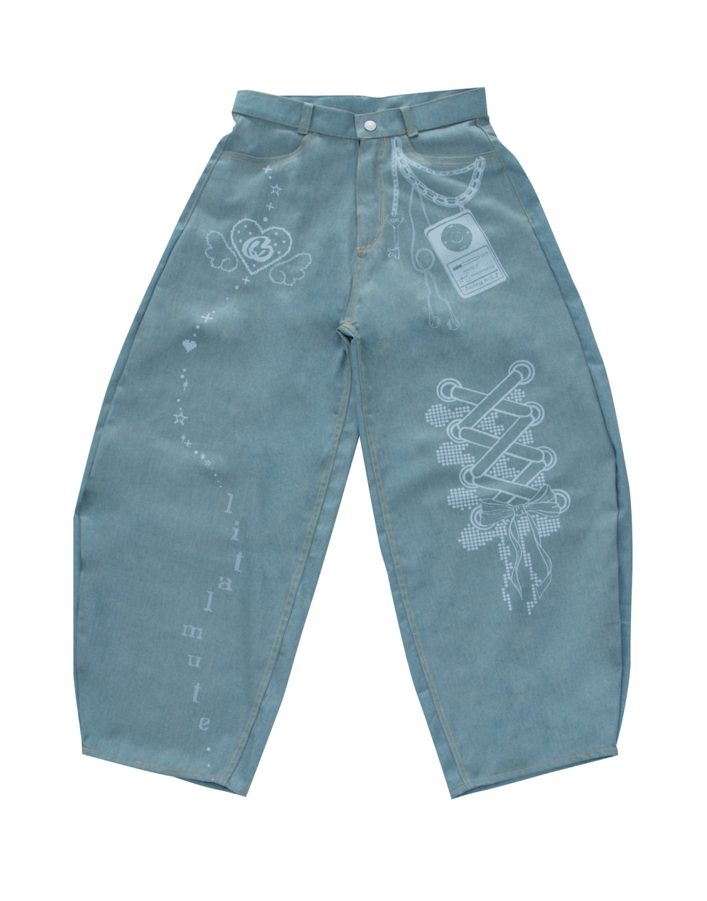 3Dpixel print denim(rightblue)